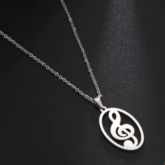 Treble Clef Silver Necklace - Picture 3 of 3
